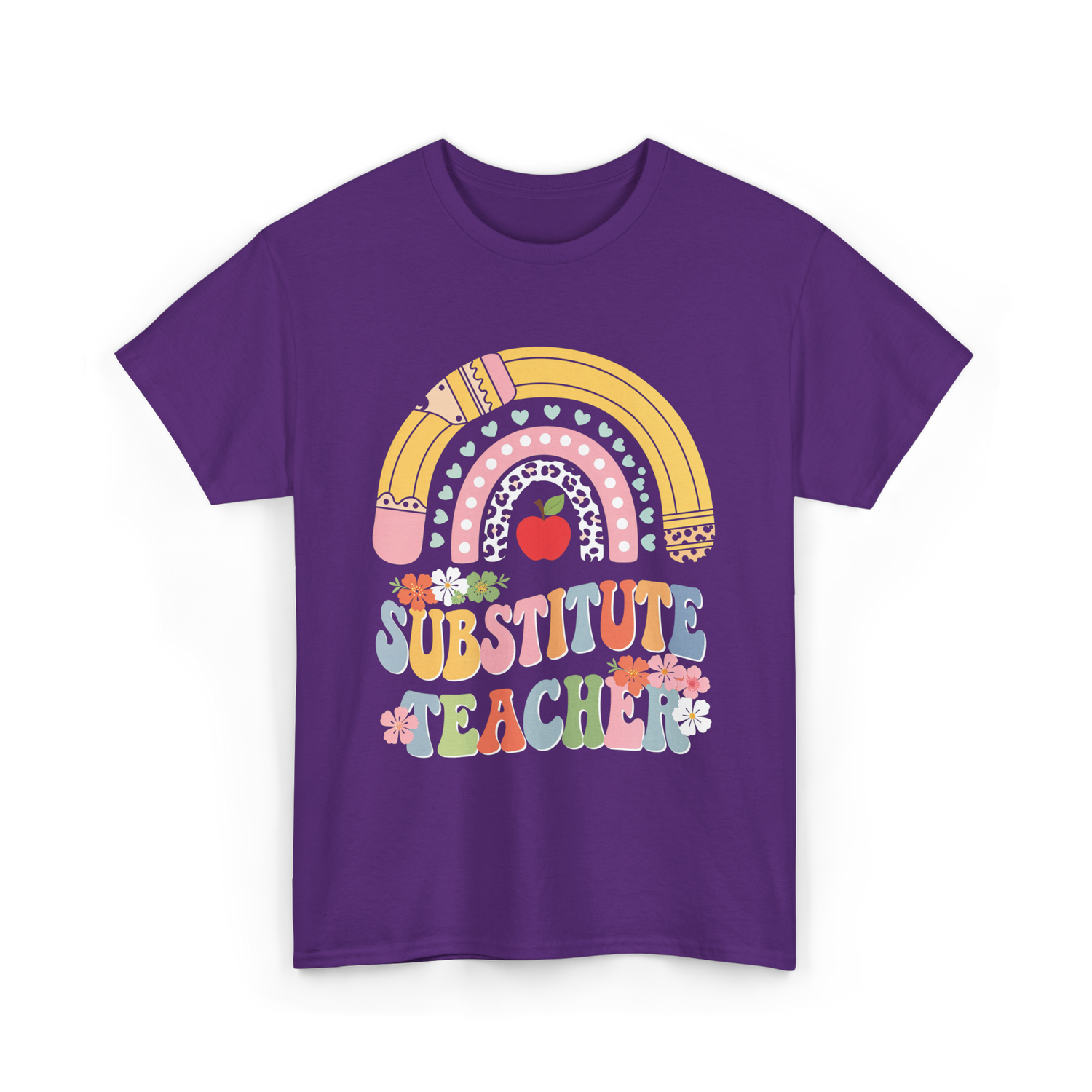 Substitute Teacher Rainbow Teacher T-Shirt - Purple