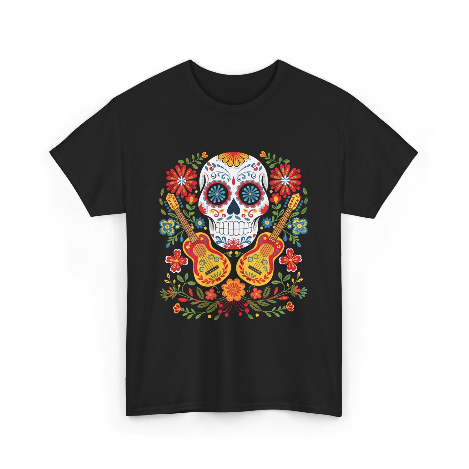 Sugar Skull Guitar T-Shirt - Black