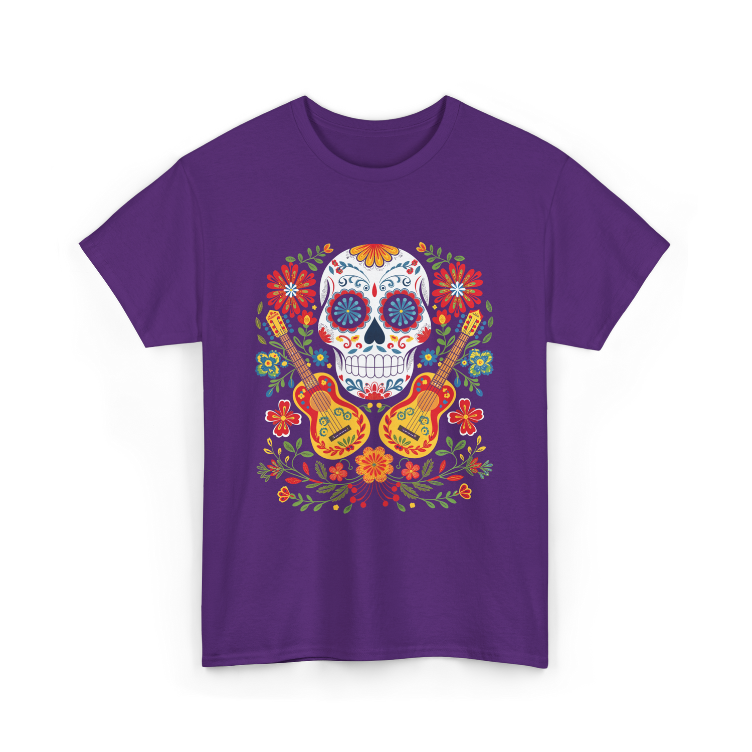 Sugar Skull Guitar T-Shirt - Purple