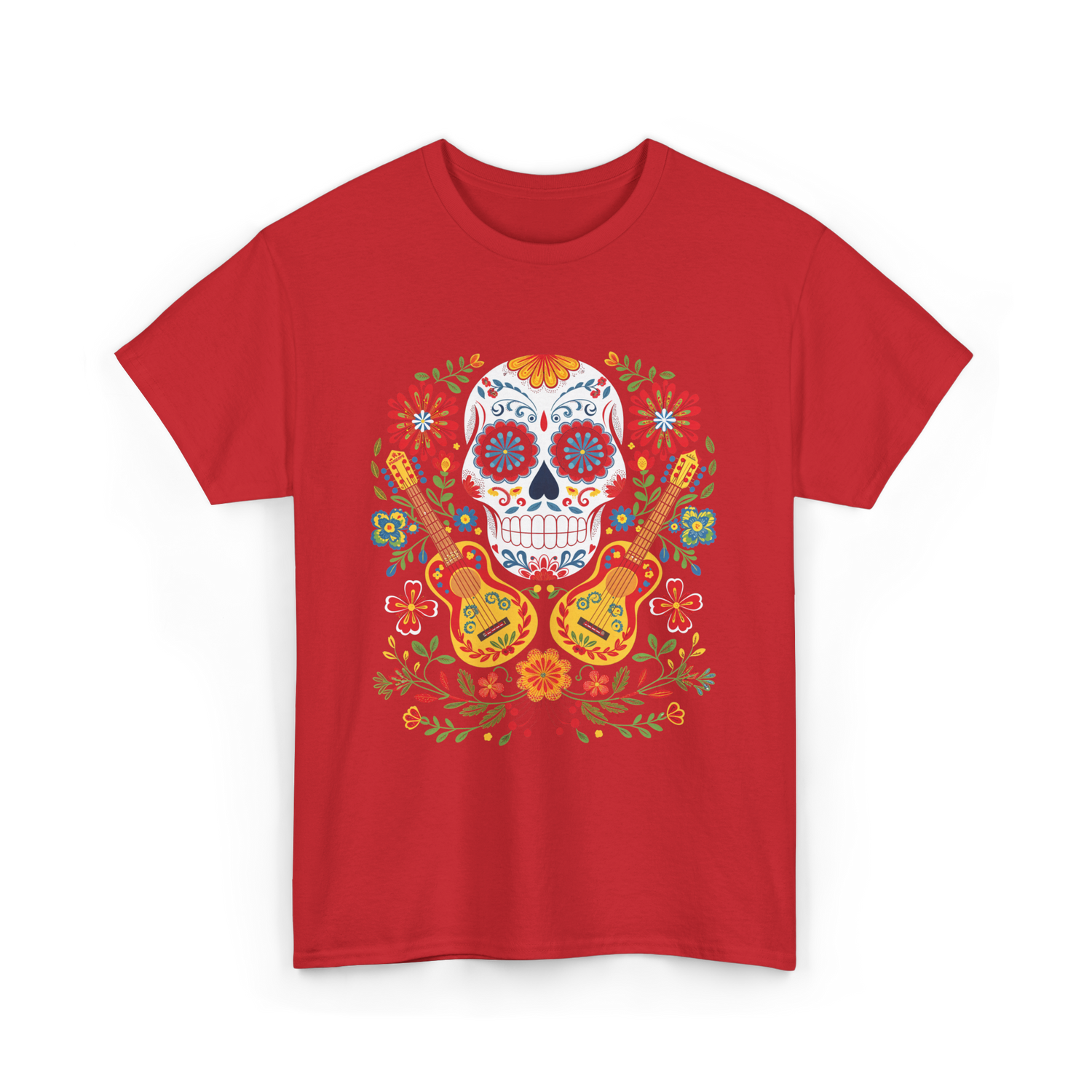 Sugar Skull Guitar T-Shirt - Red