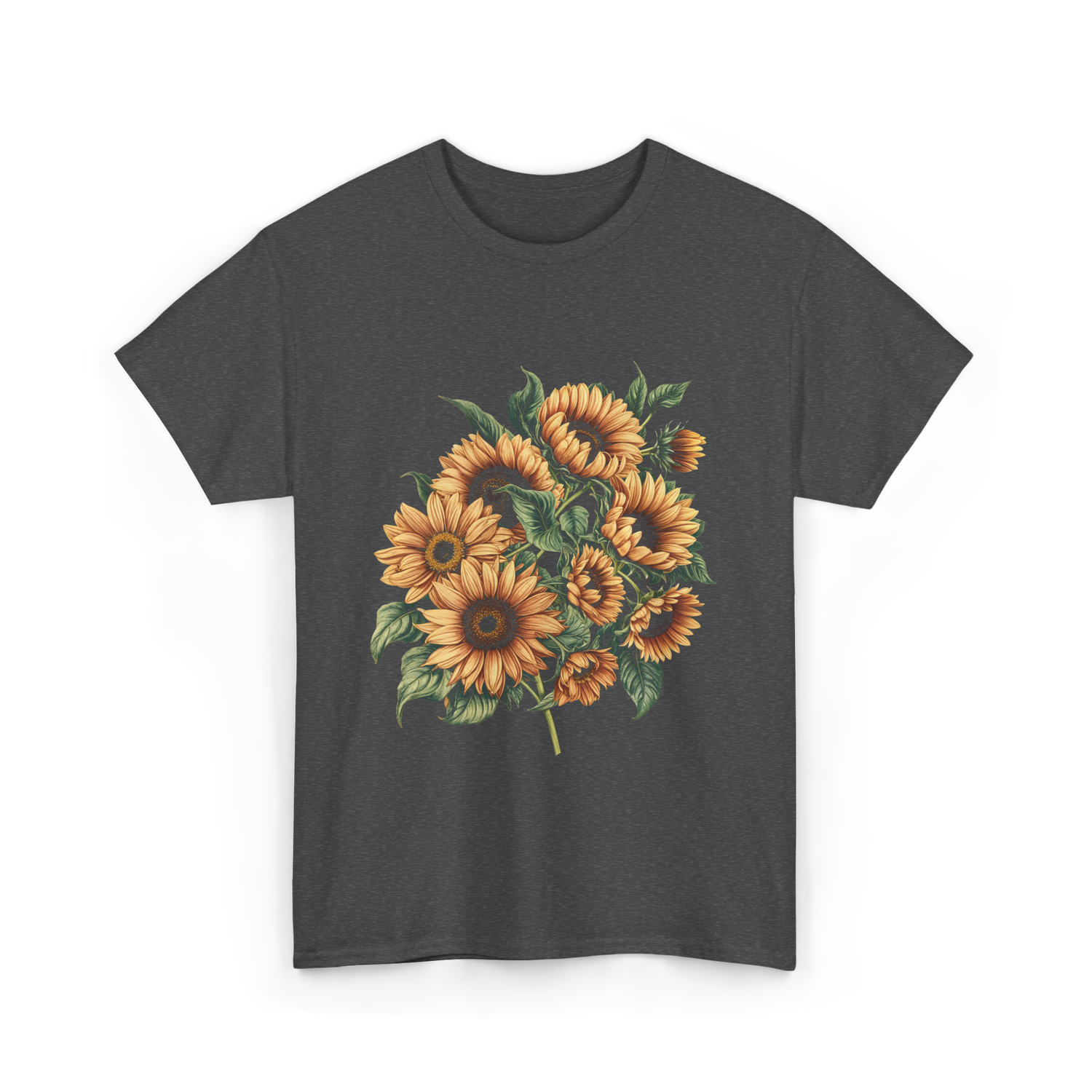 Sunflowers Floral Positivity Sunshine T-Shirt - Dark Heather