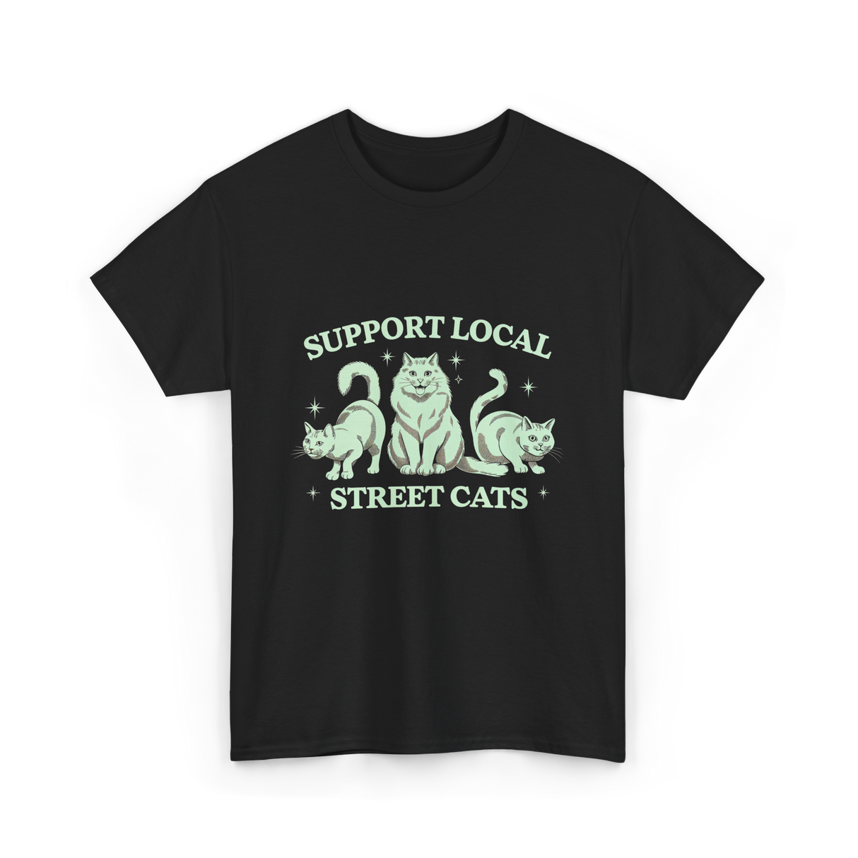 Support Local Street Cats Cat T-Shirt - Black