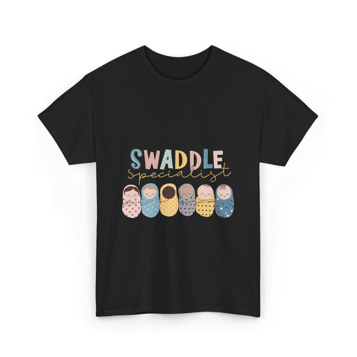 Swaddle Specialist Baby Care T-Shirt - Black