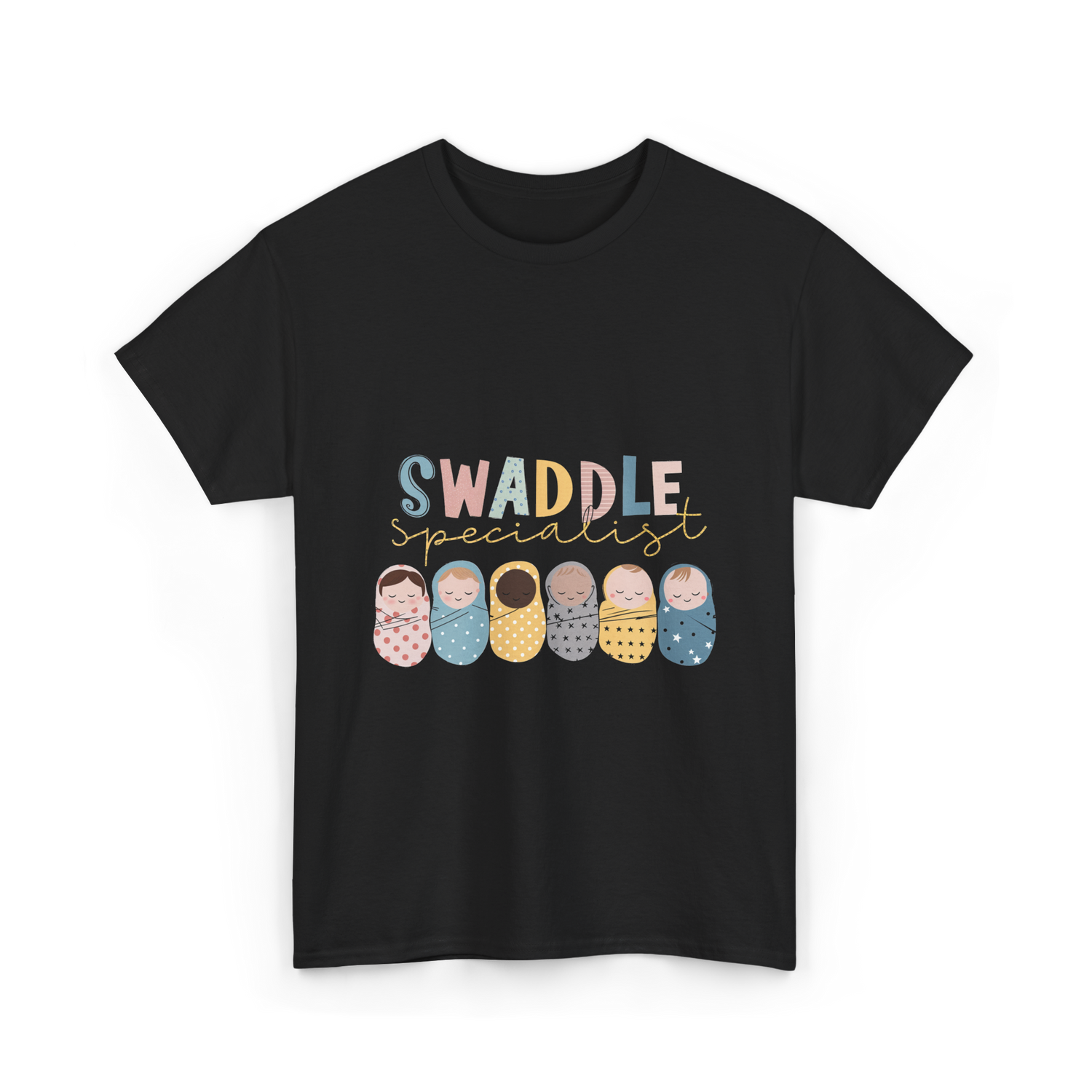 Swaddle Specialist Baby Care T-Shirt - Black