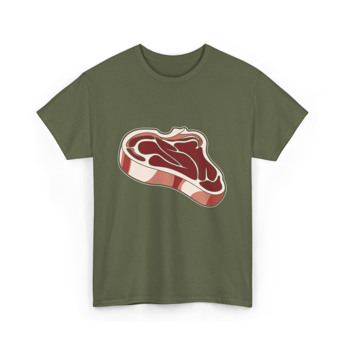 T Bone Steak Meat Lovers T-Shirt - Military Green