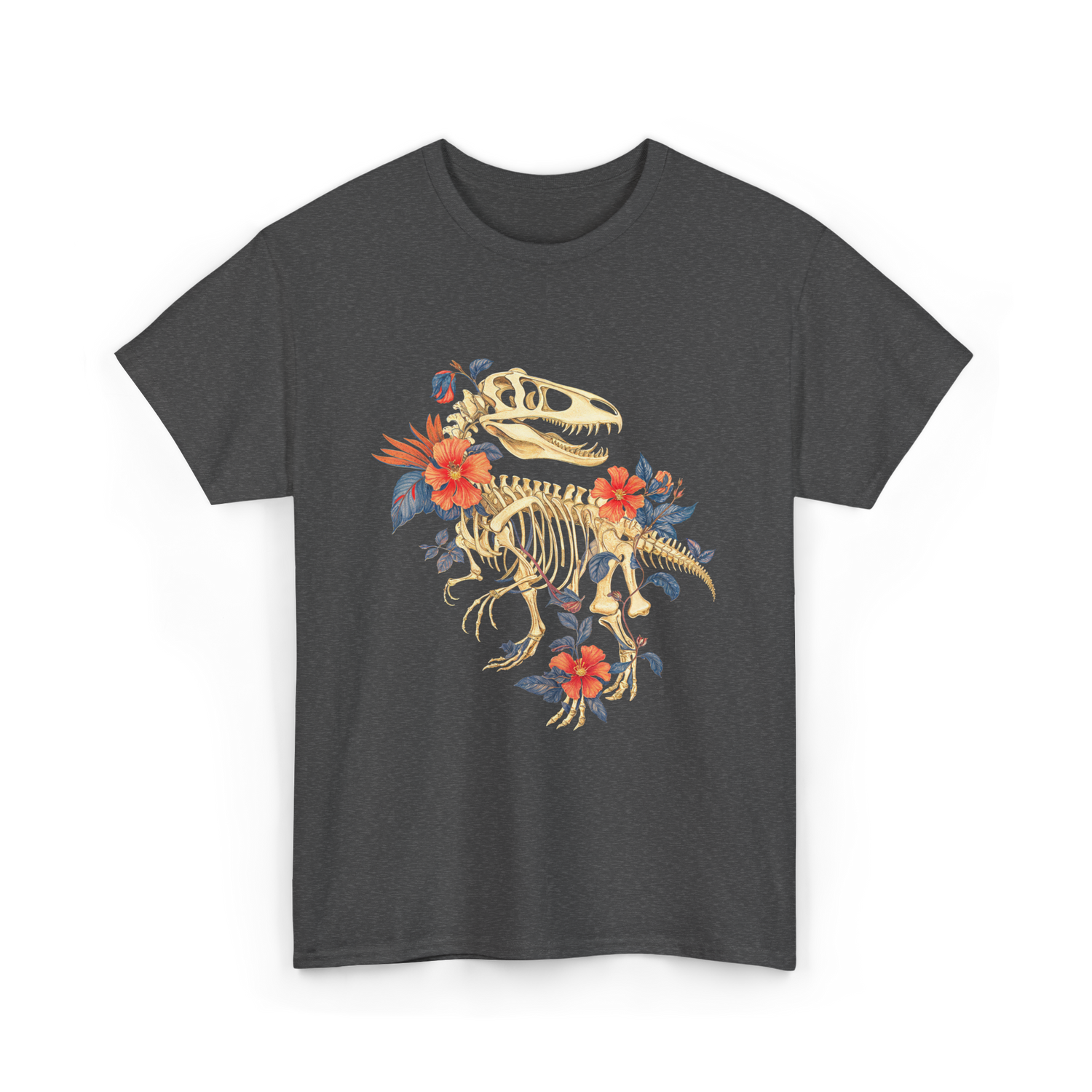 T-Rex Skeleton Dino T-Shirt - Dark Heather