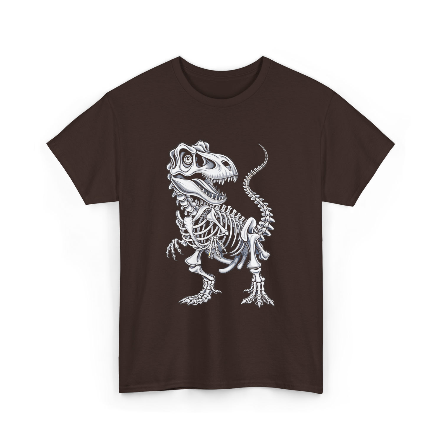 T-Rex Skeleton Dinosaur Fossil T-Shirt - Dark Chocolate