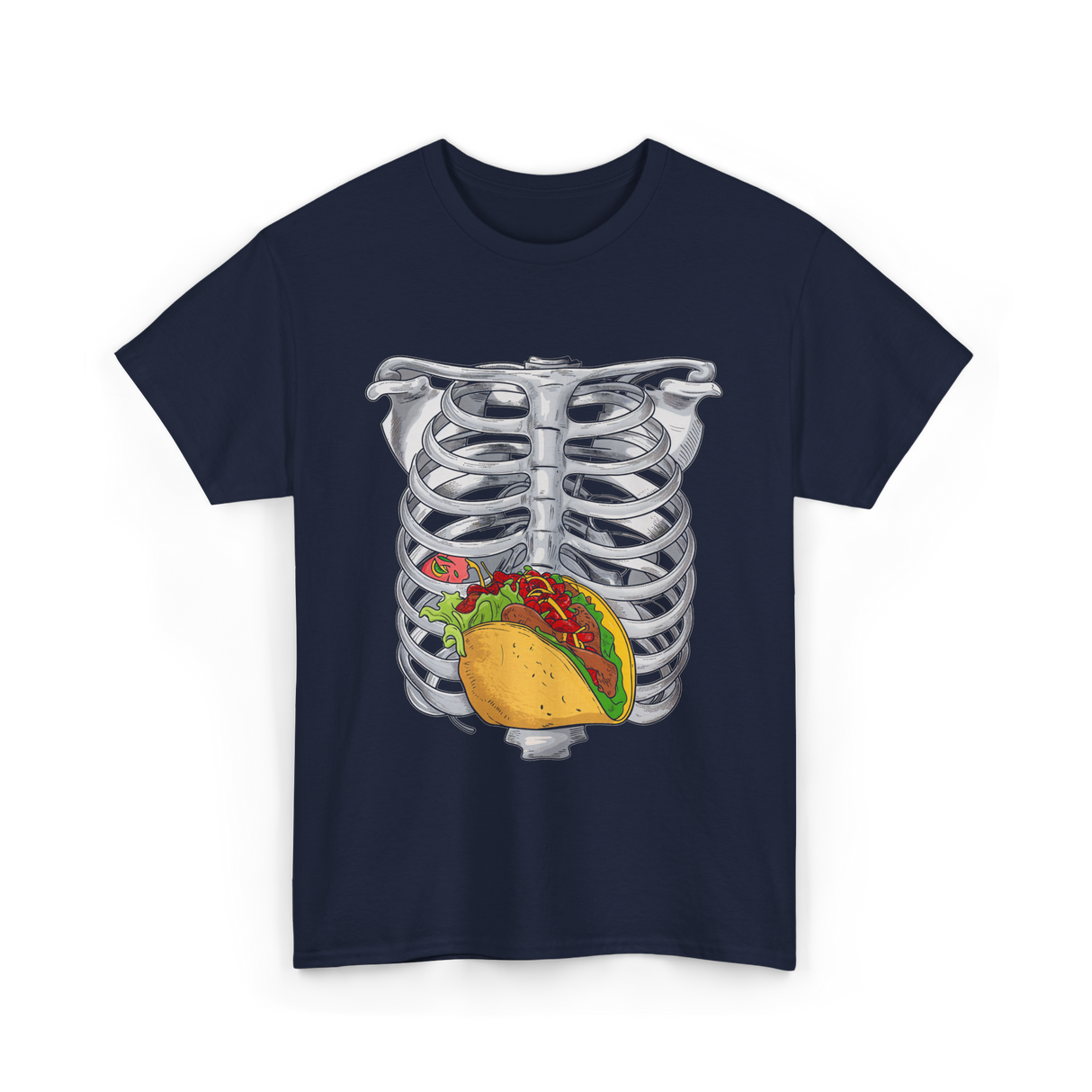 Taco Skeleton Rib Cage Costume T-Shirt - Navy