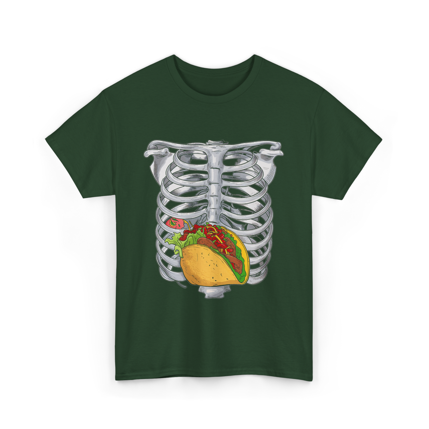 Taco Skeleton Rib Cage Costume T-Shirt - Forest Green