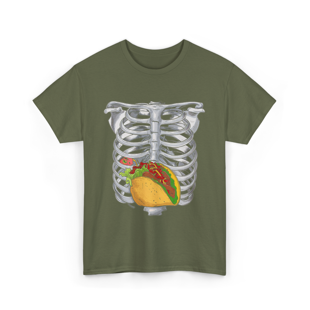 Taco Skeleton Rib Cage Costume T-Shirt - Military Green