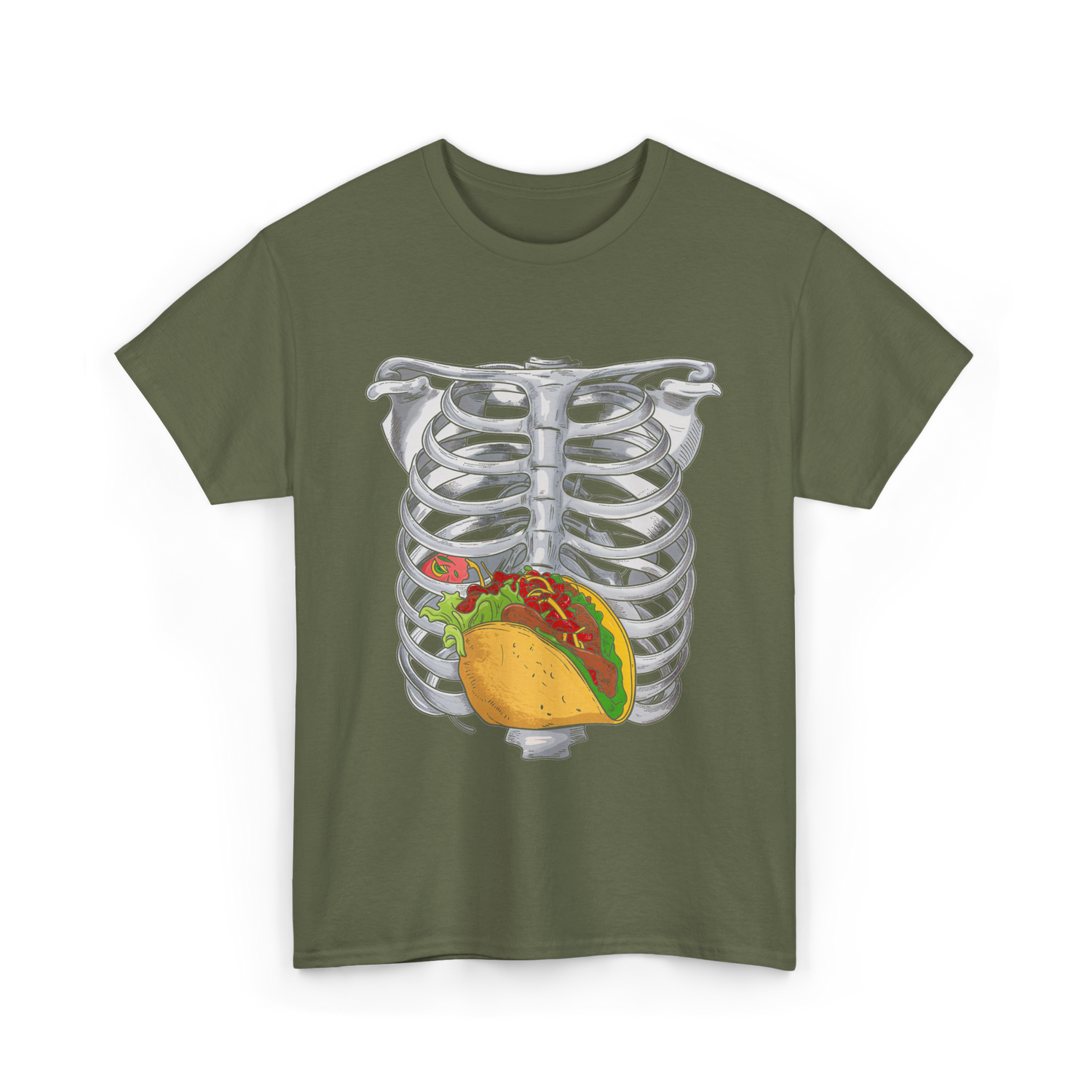 Taco Skeleton Rib Cage Costume T-Shirt - Military Green