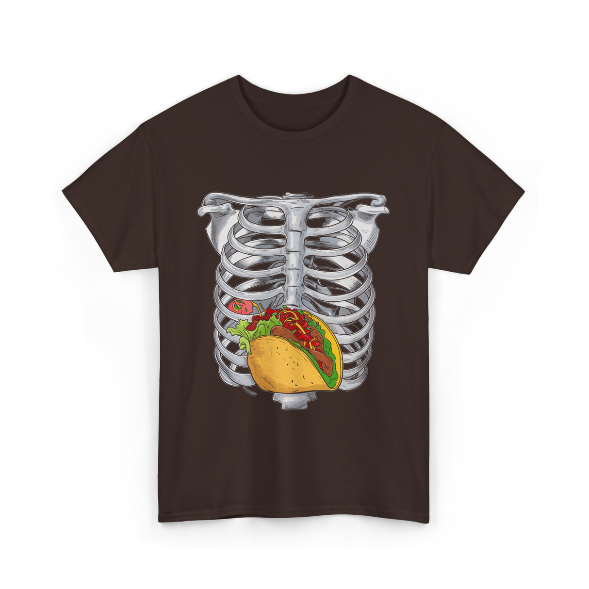 Taco Skeleton Rib Cage Costume T-Shirt - Dark Chocolate