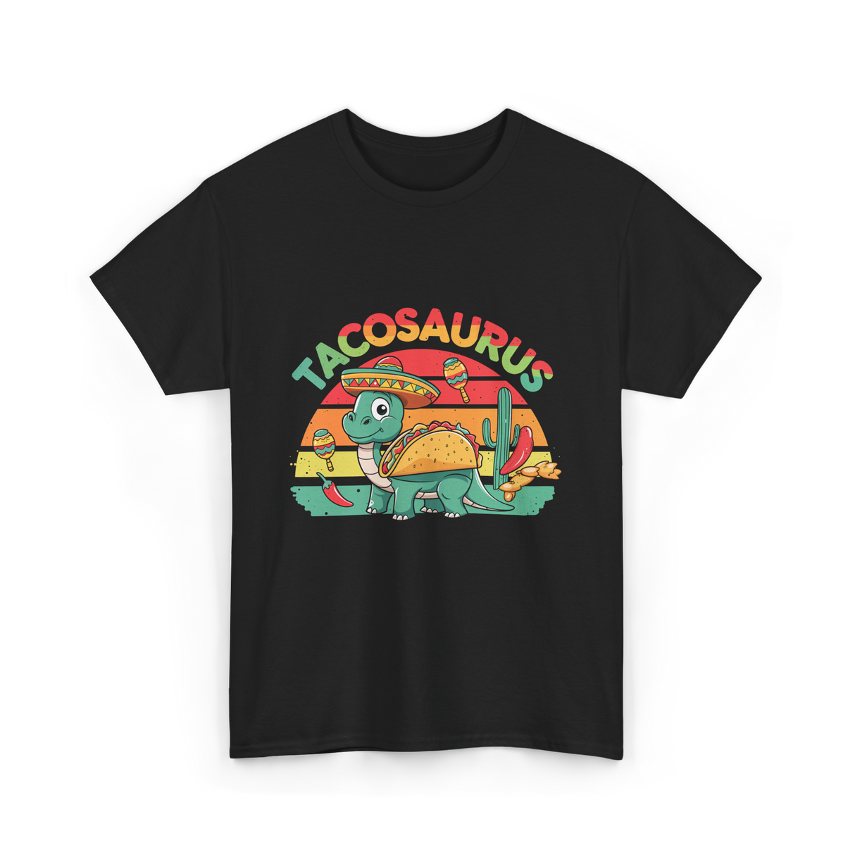 Tacosaurus Taco Dinosaur T-Shirt - Black