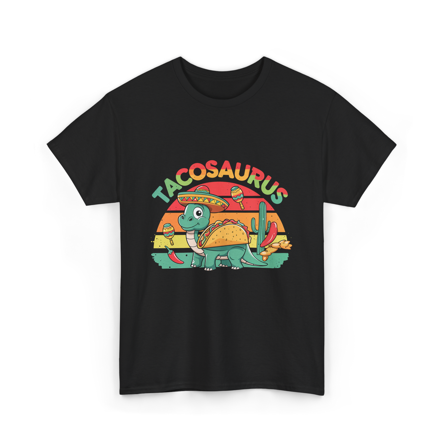 Tacosaurus Taco Dinosaur T-Shirt - Black