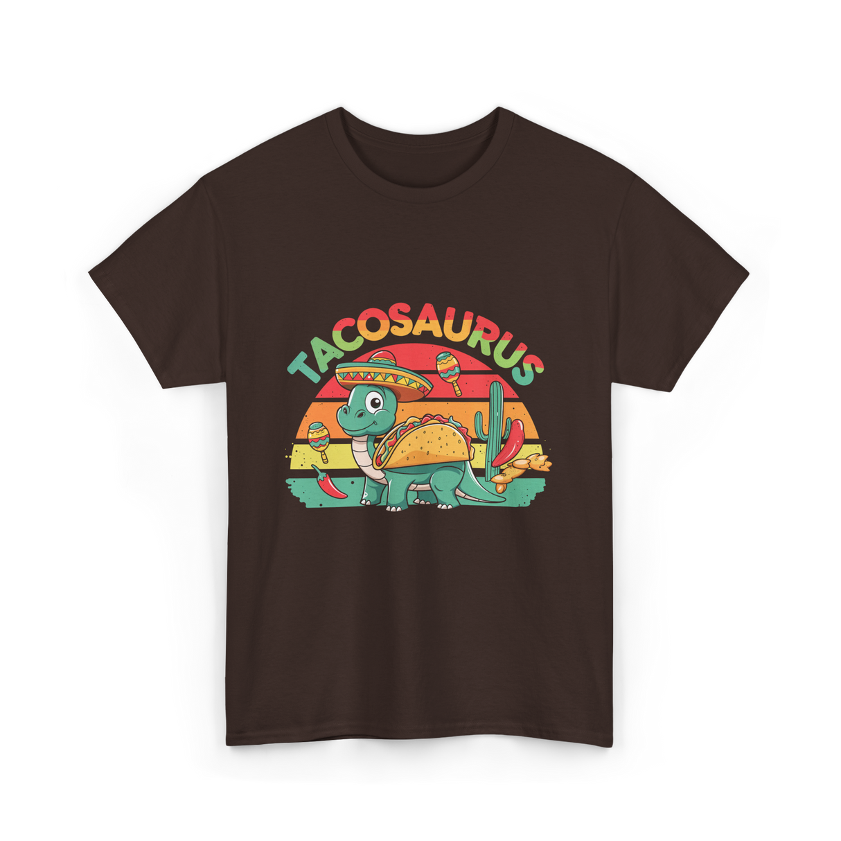 Tacosaurus Taco Dinosaur T-Shirt - Dark Chocolate