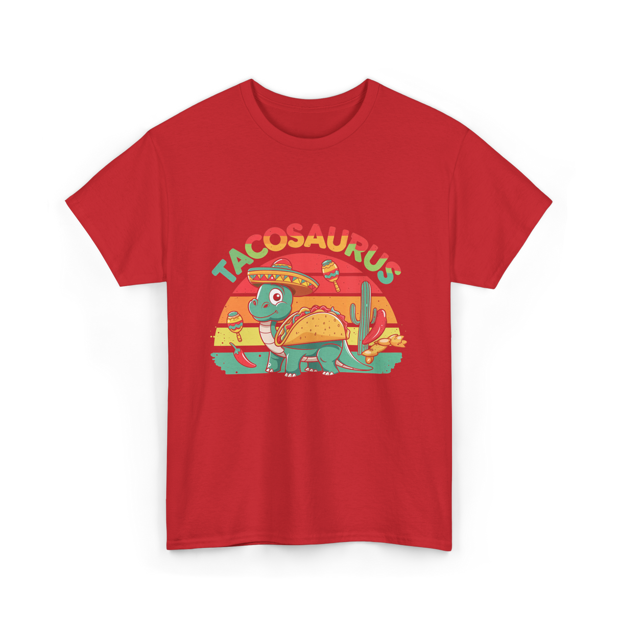 Tacosaurus Taco Dinosaur T-Shirt - Red