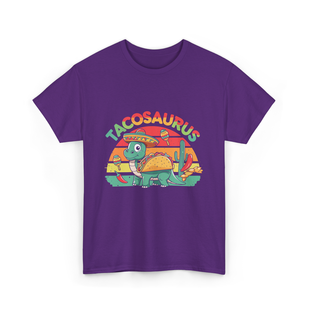 Tacosaurus Taco Dinosaur T-Shirt - Purple