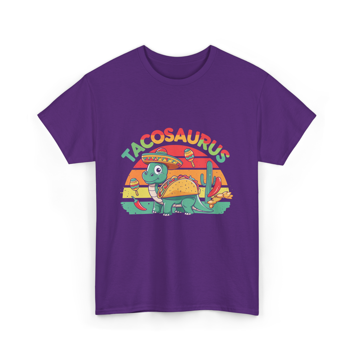 Tacosaurus Taco Dinosaur T-Shirt - Purple