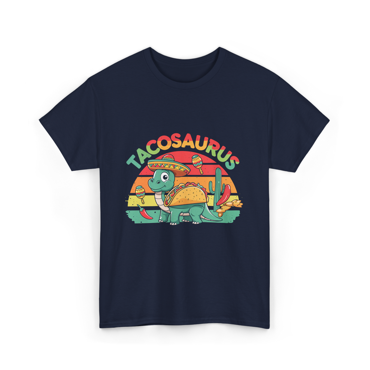 Tacosaurus Taco Dinosaur T-Shirt - Navy