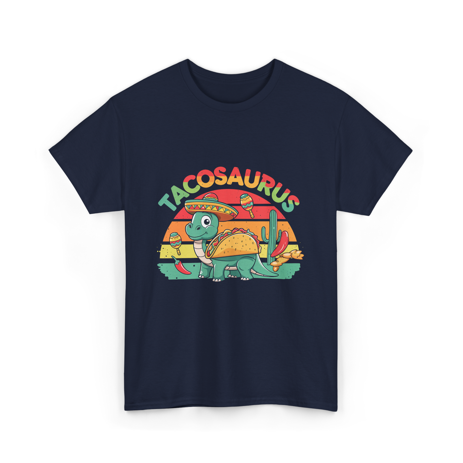 Tacosaurus Taco Dinosaur T-Shirt - Navy