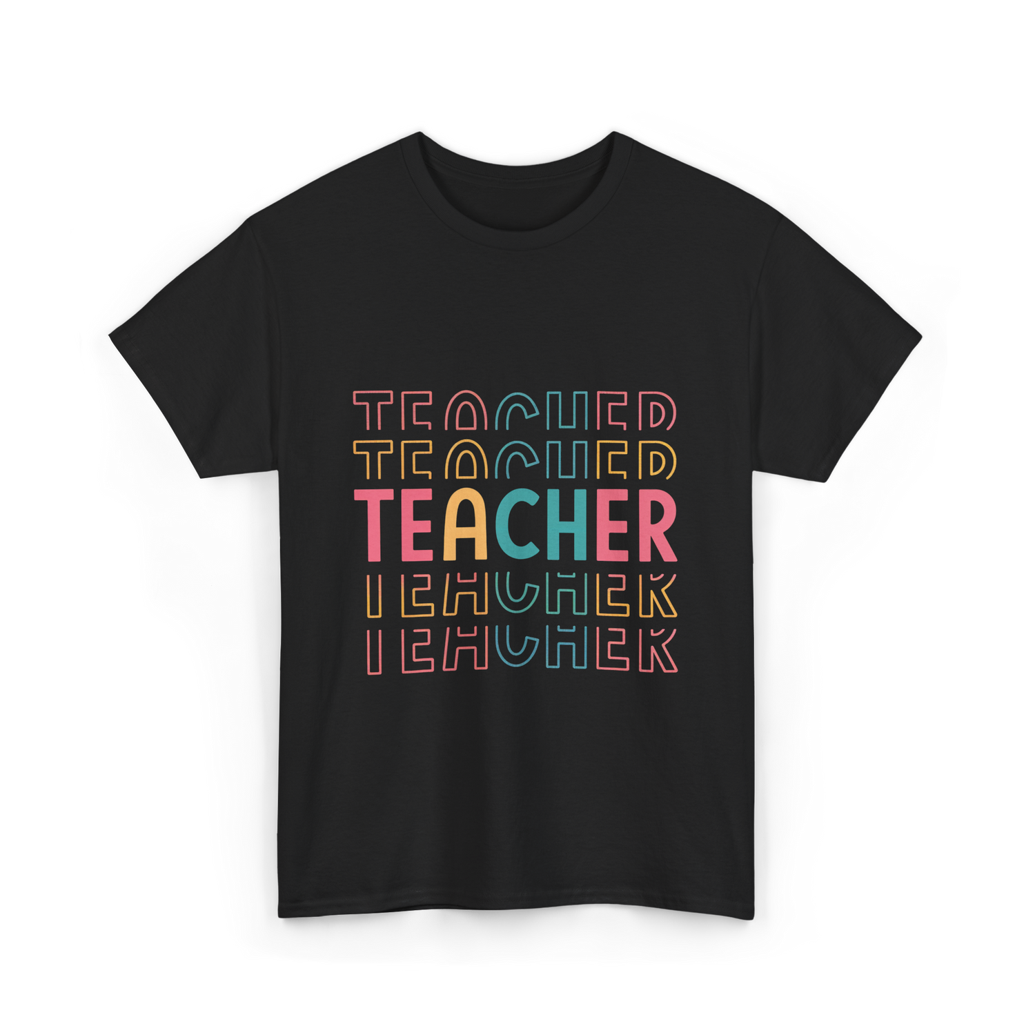 Teacher Colorful Design Teacher T-Shirt - Black