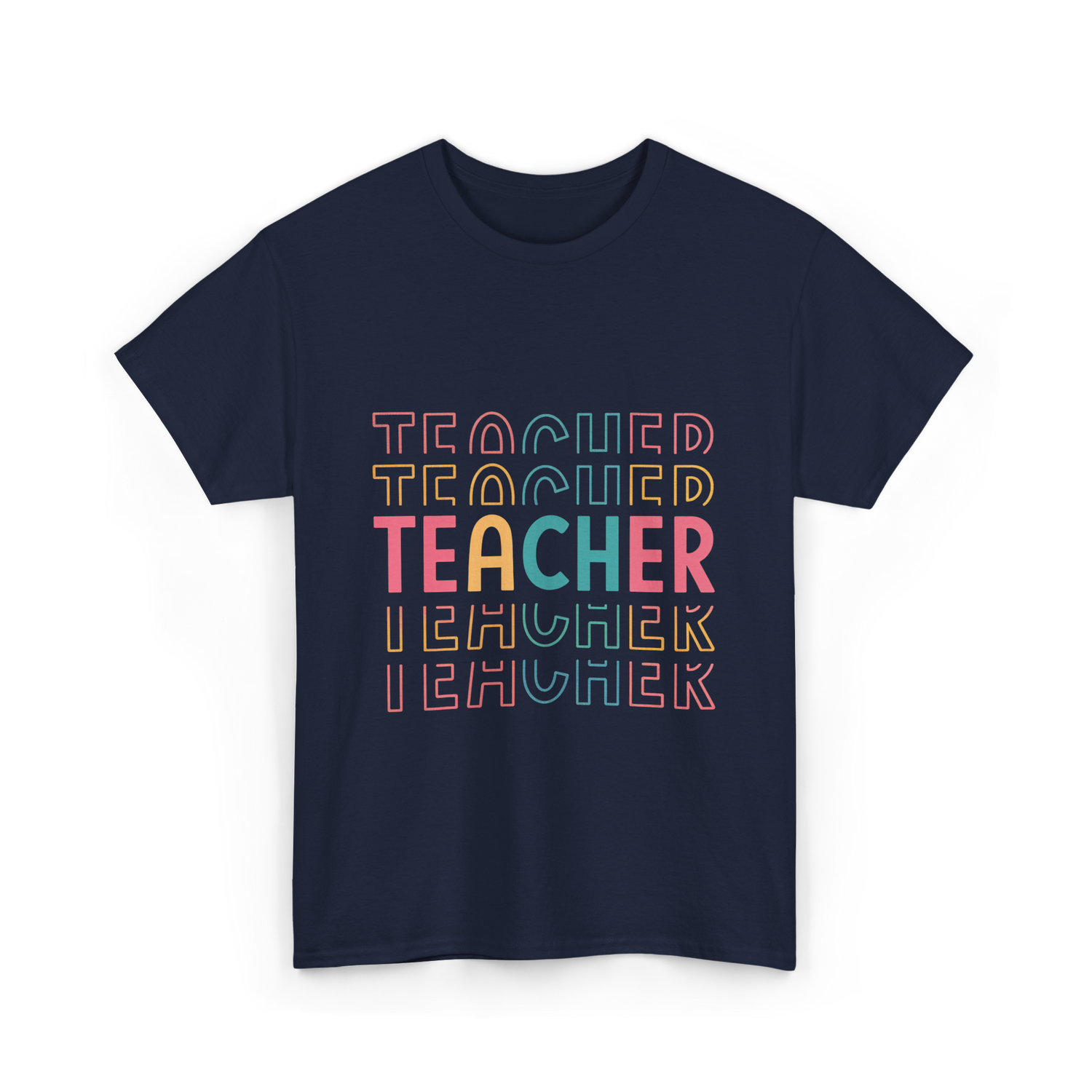Teacher Colorful Design Teacher T-Shirt - Navy