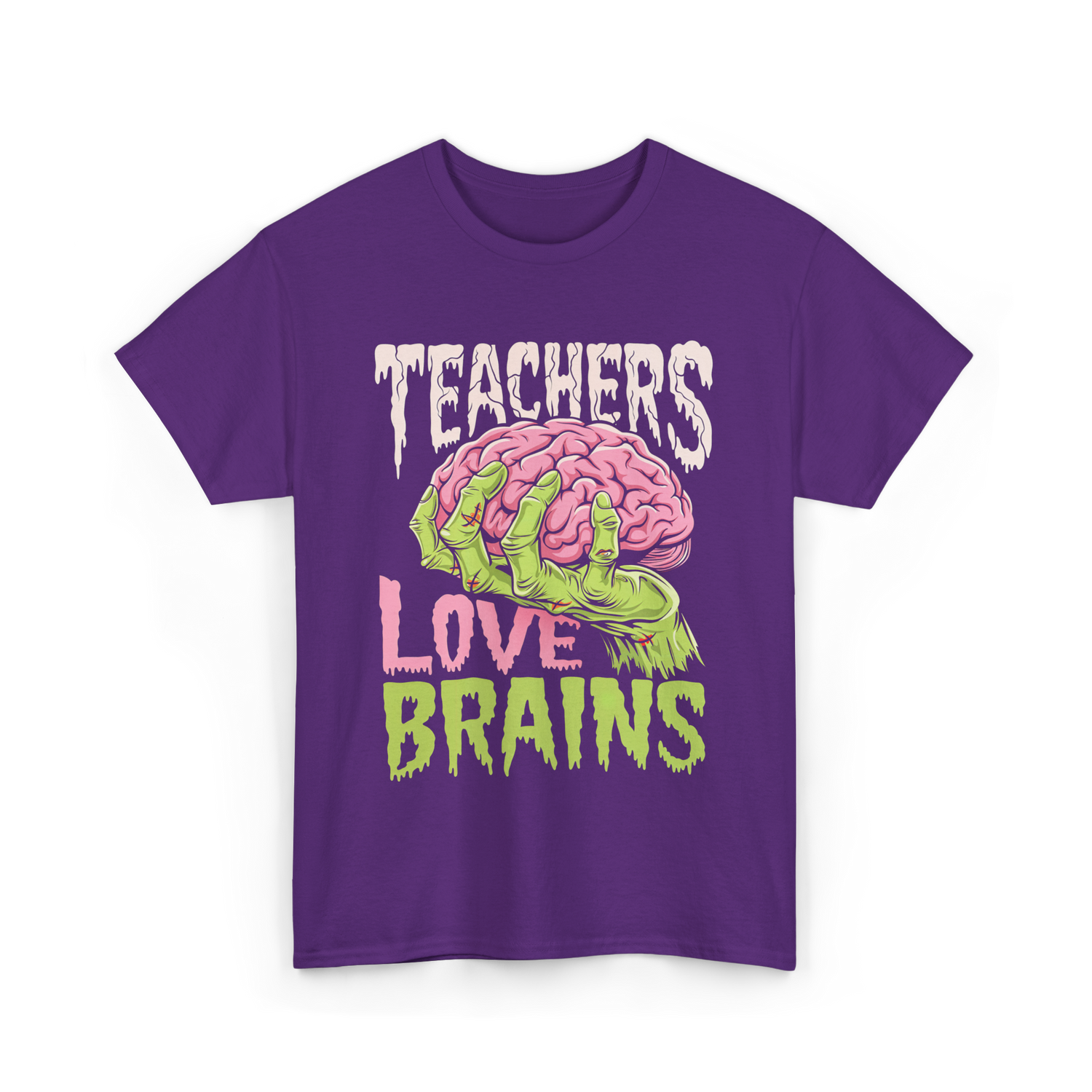 Teachers Love Brains Zombie T-Shirt - Purple