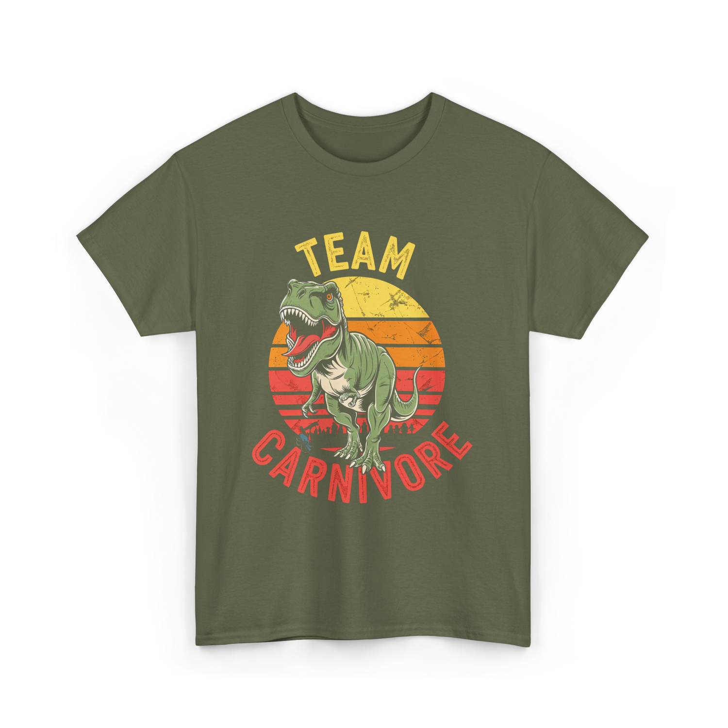 Team Carnivore Dinosaur T-Rex T-Shirt - Military Green