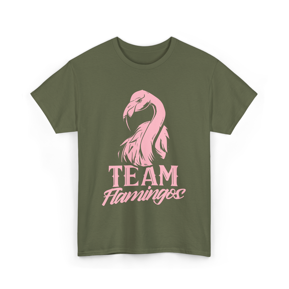 Team Flamingos Cute Flamingo T-Shirt - Military Green