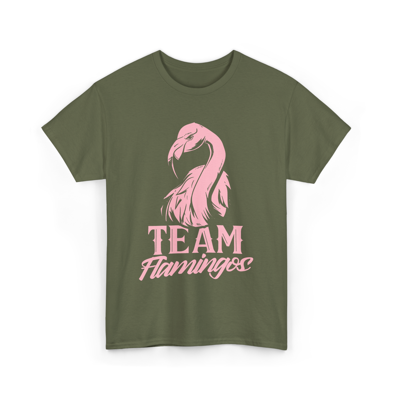 Team Flamingos Cute Flamingo T-Shirt - Military Green