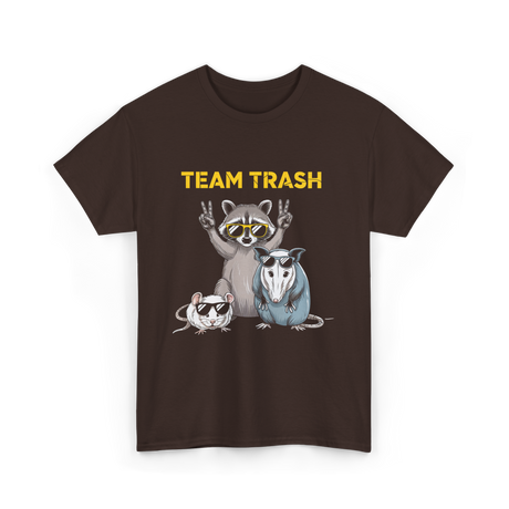 Team Trash Raccoon Opossum T-Shirt - Dark Chocolate