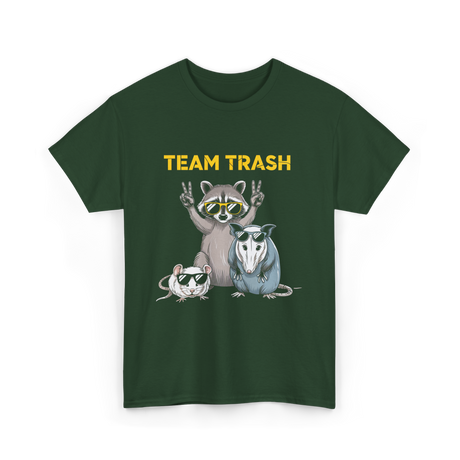 Team Trash Raccoon Opossum T-Shirt - Forest Green