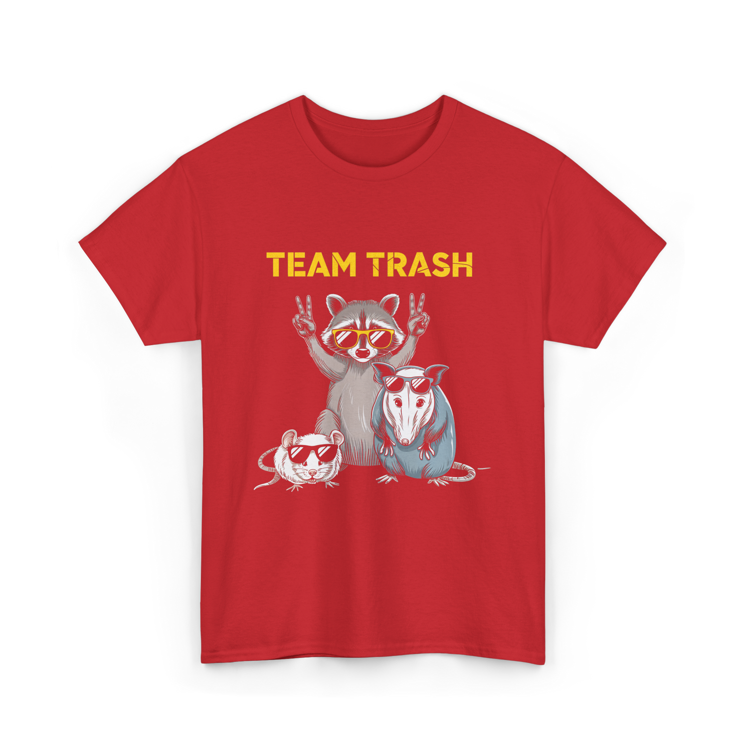 Team Trash Raccoon Opossum T-Shirt - Red