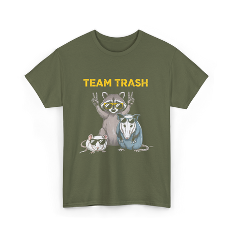Team Trash Raccoon Opossum T-Shirt - Military Green
