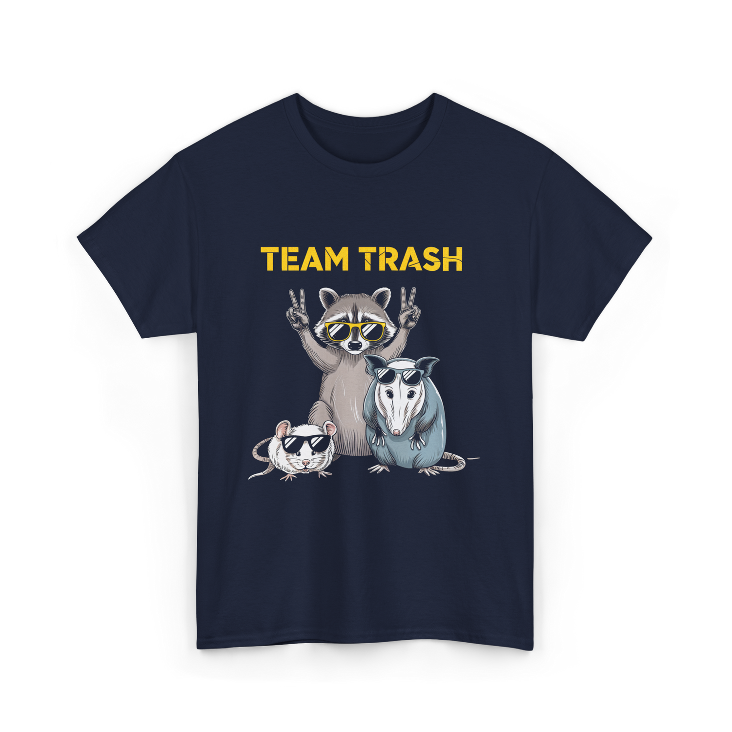 Team Trash Raccoon Opossum T-Shirt - Navy