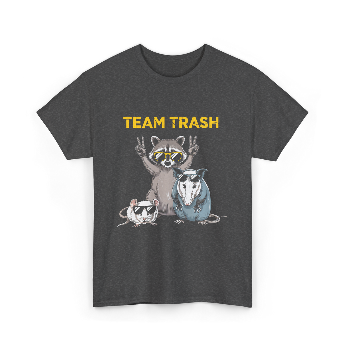 Team Trash Raccoon Opossum T-Shirt - Dark Heather