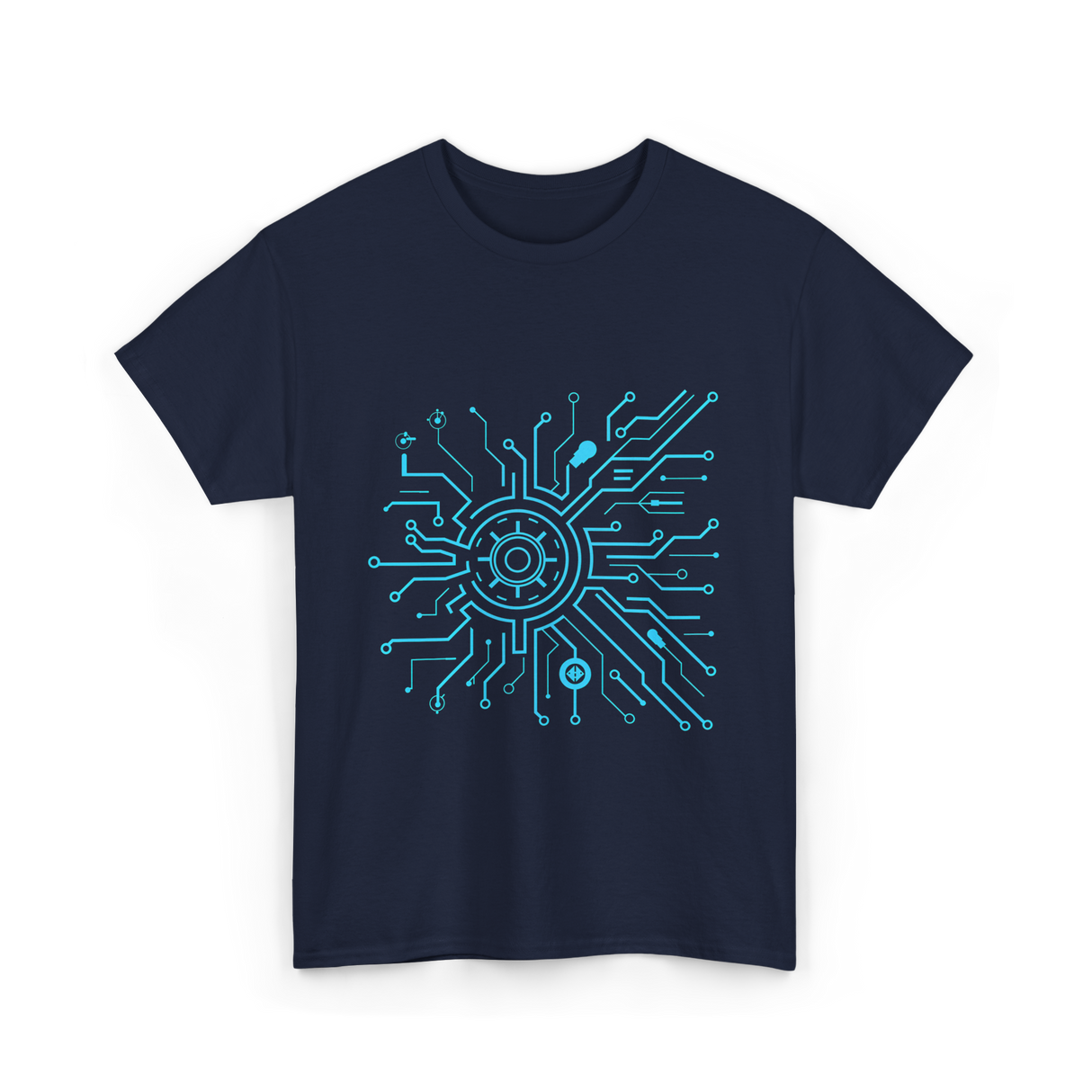 Tech Circuit Design Tech Enthusiast T-Shirt - Navy
