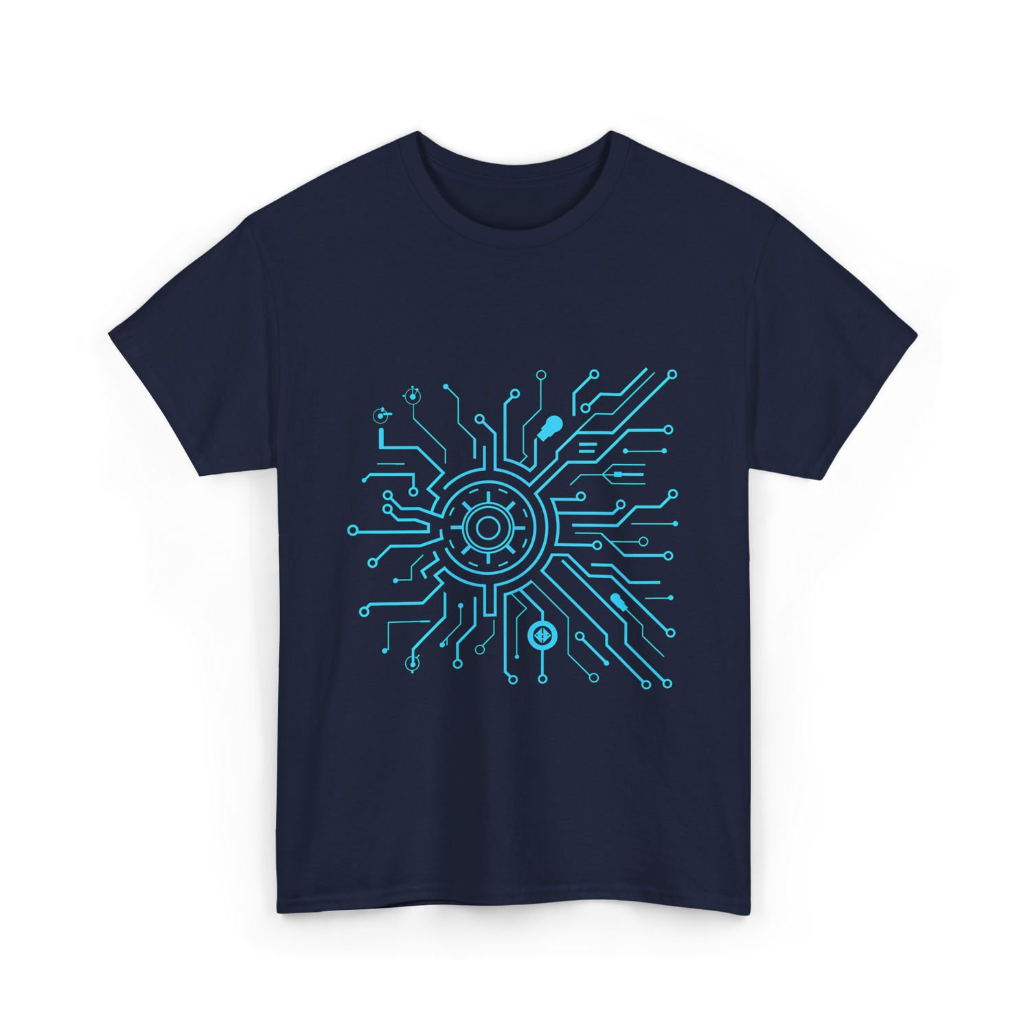Tech Circuit Design Tech Enthusiast T-Shirt - Navy