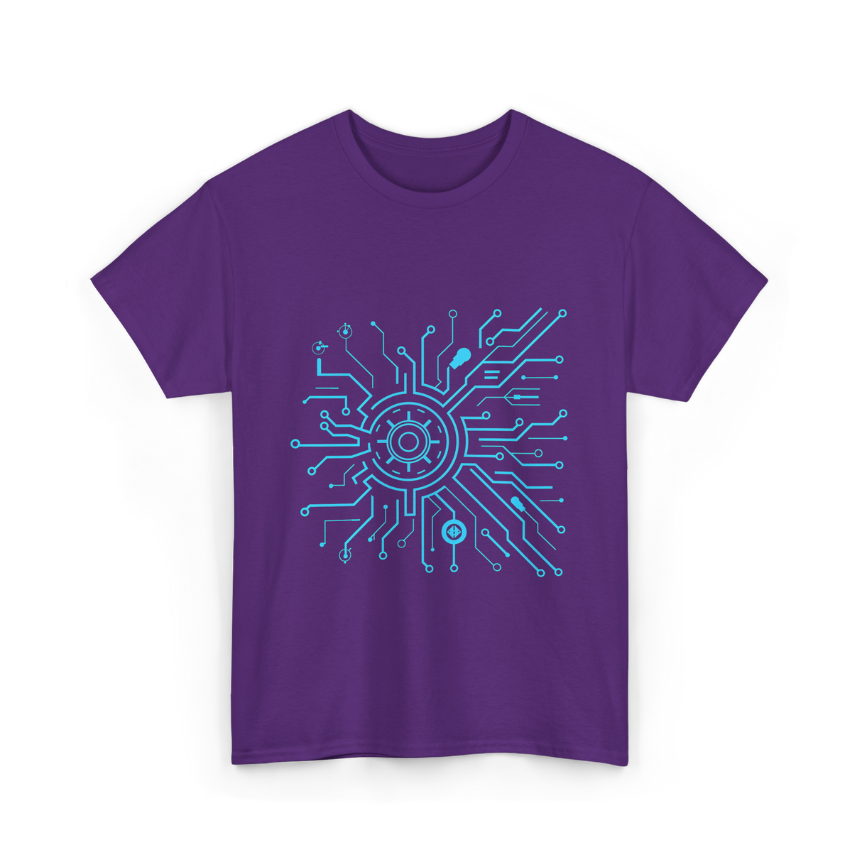 Tech Circuit Design Tech Enthusiast T-Shirt - Purple