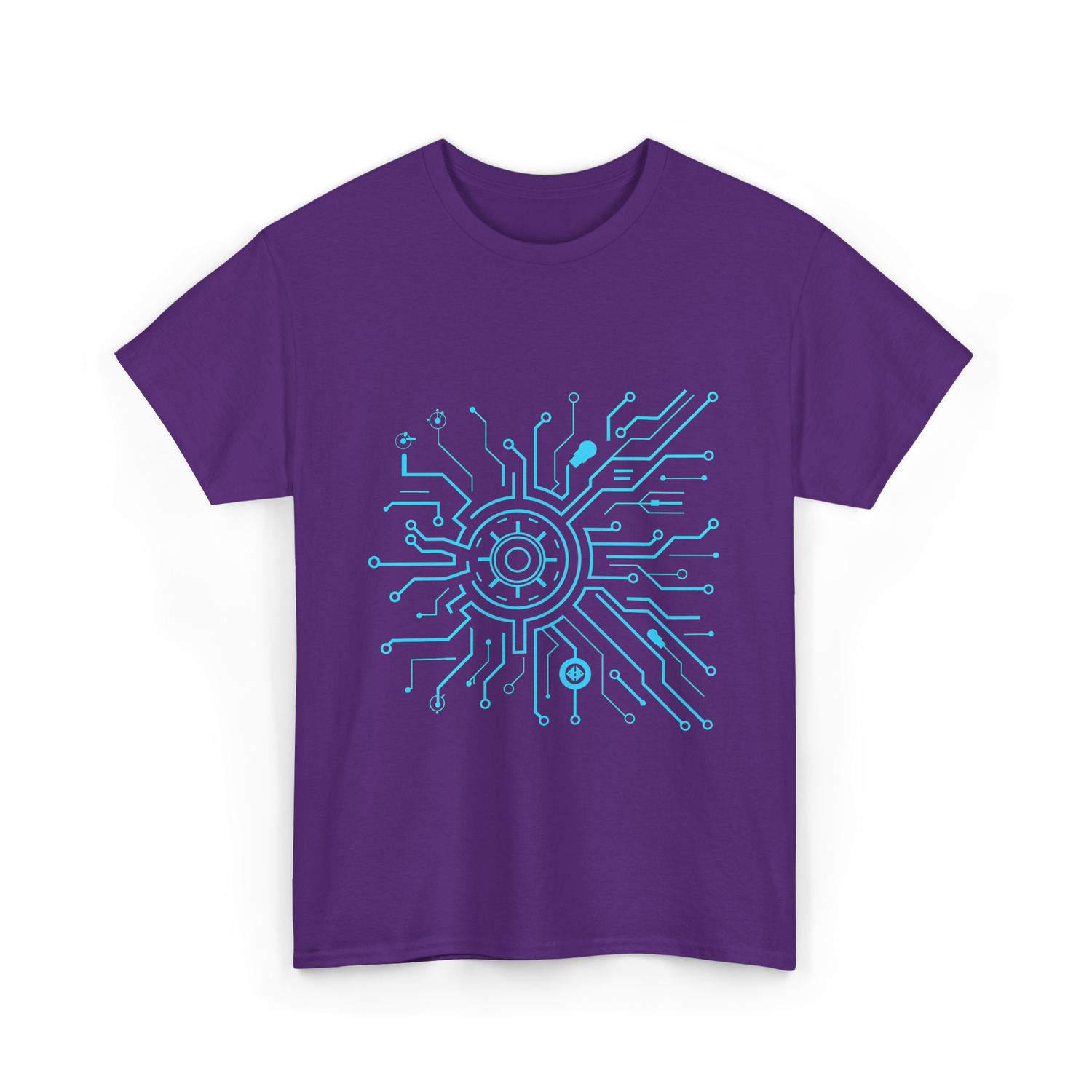 Tech Circuit Design Tech Enthusiast T-Shirt - Purple