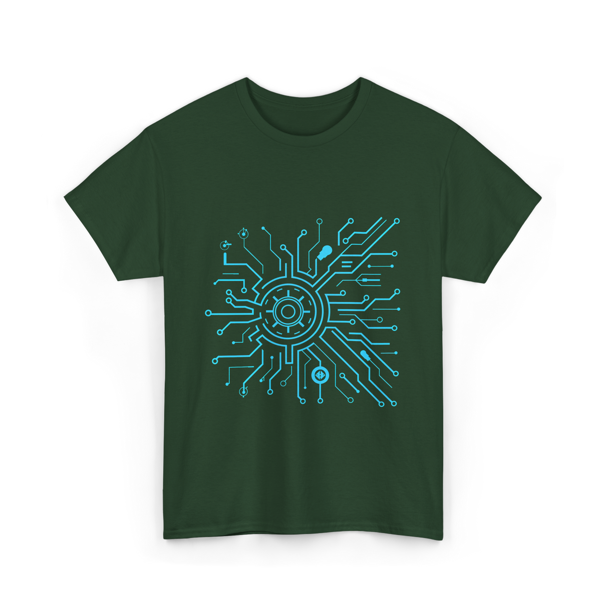 Tech Circuit Design Tech Enthusiast T-Shirt - Forest Green
