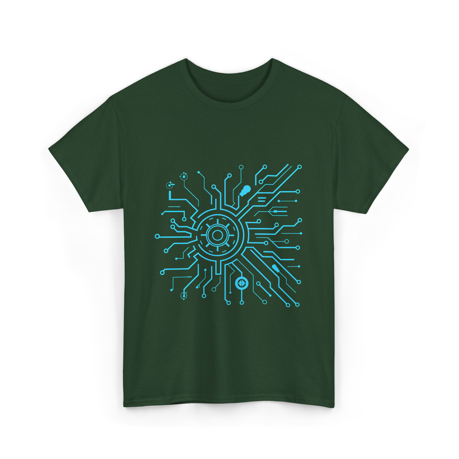 Tech Circuit Design Tech Enthusiast T-Shirt - Forest Green