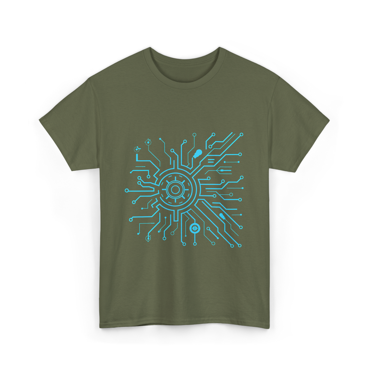 Tech Circuit Design Tech Enthusiast T-Shirt - Military Green
