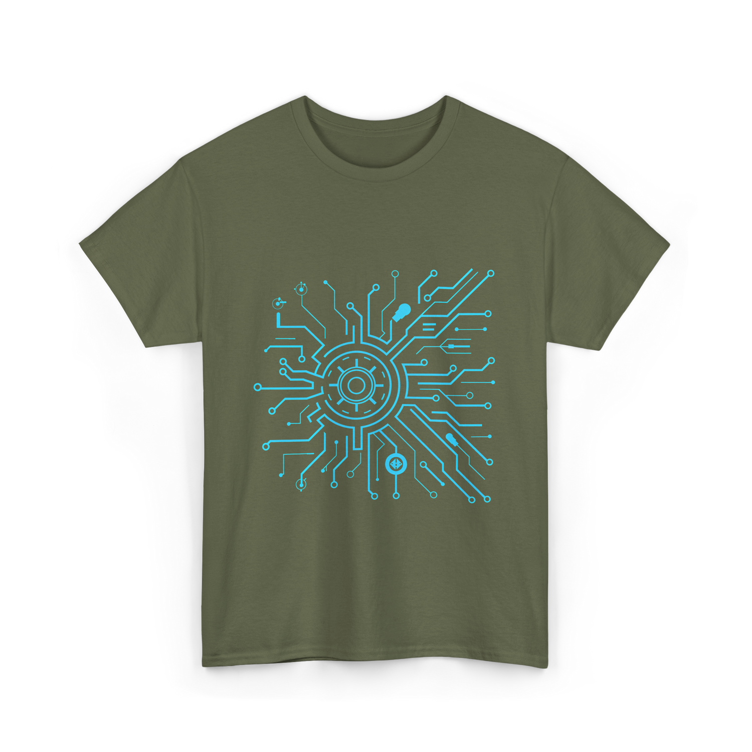 Tech Circuit Design Tech Enthusiast T-Shirt - Military Green