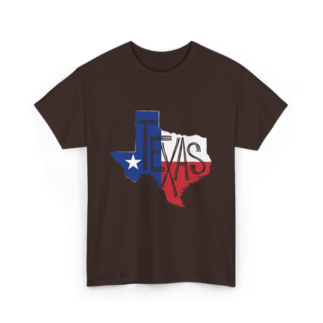Texas State Flag Texas Pride T-Shirt - Dark Chocolate