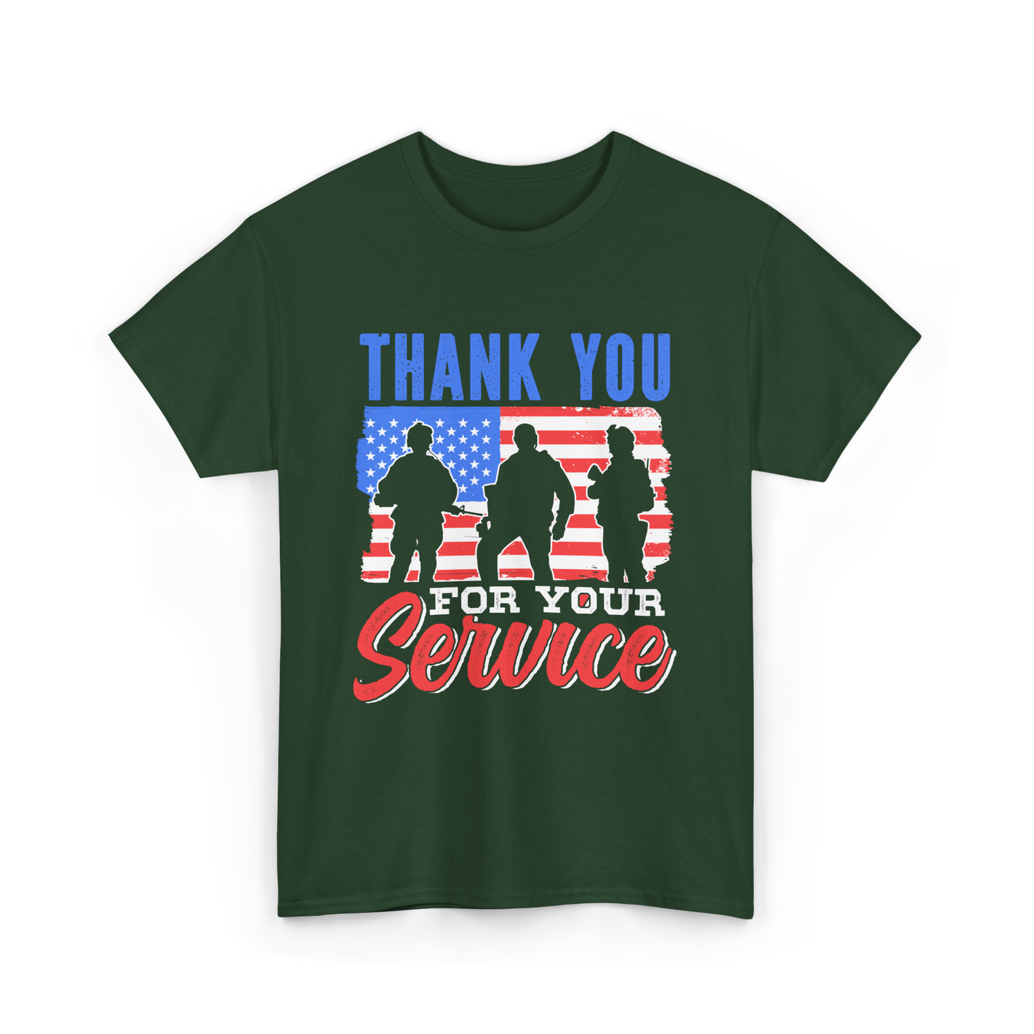 Thank You For Your Service Military T-Shirt - Forest Green