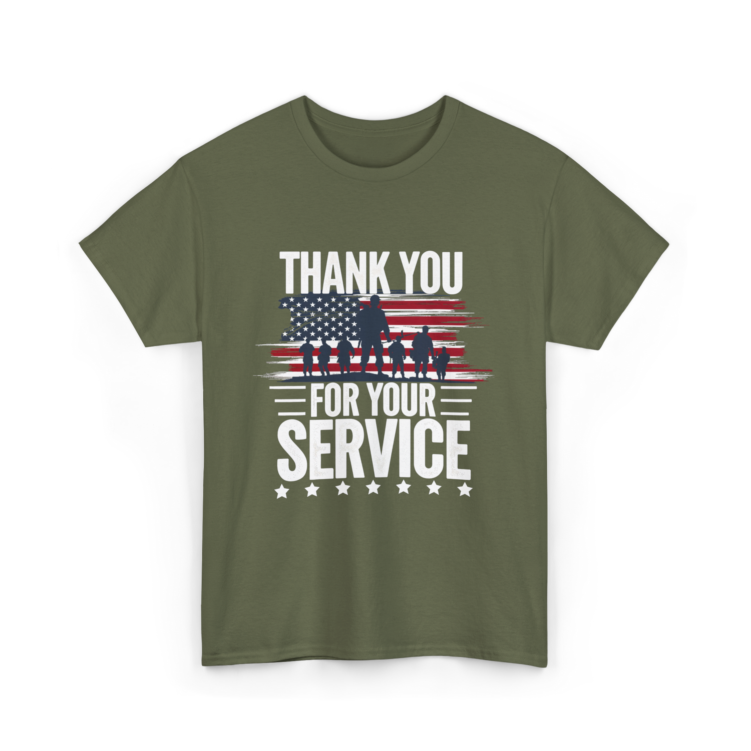 Thank You For Your Service Veteran T-Shirt - Military Green