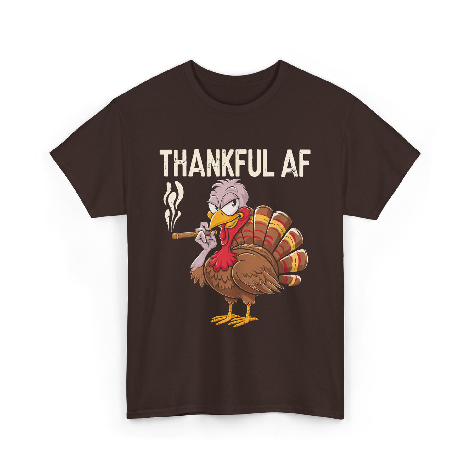 Thankful AF Turkey Cannabis Stoner T-Shirt - Dark Chocolate