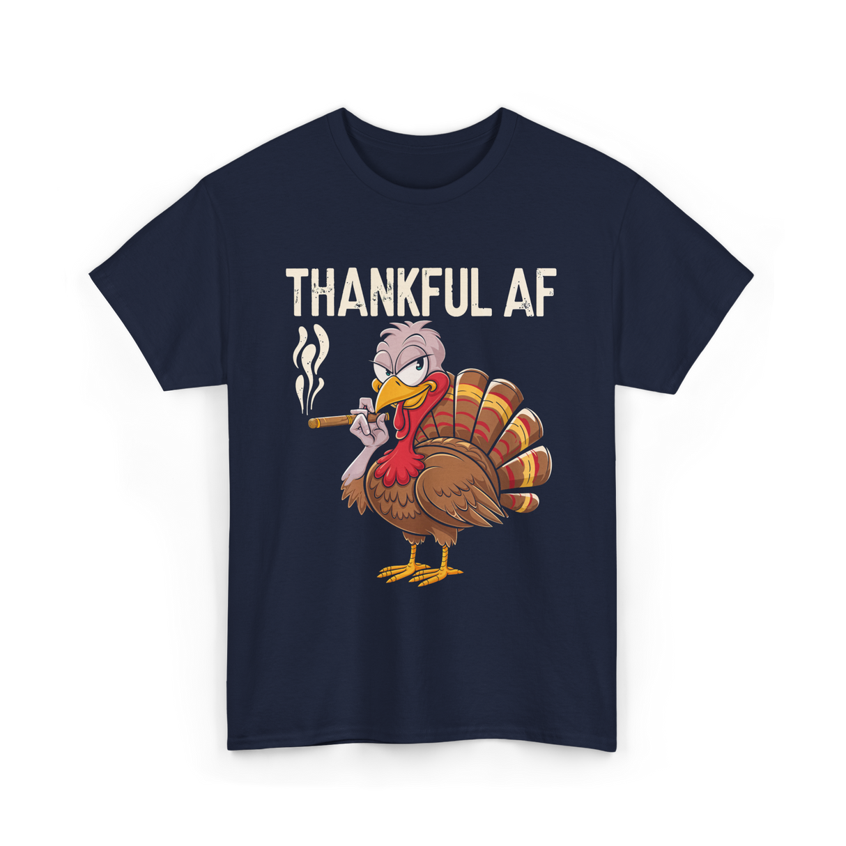 Thankful AF Turkey Cannabis Stoner T-Shirt - Navy