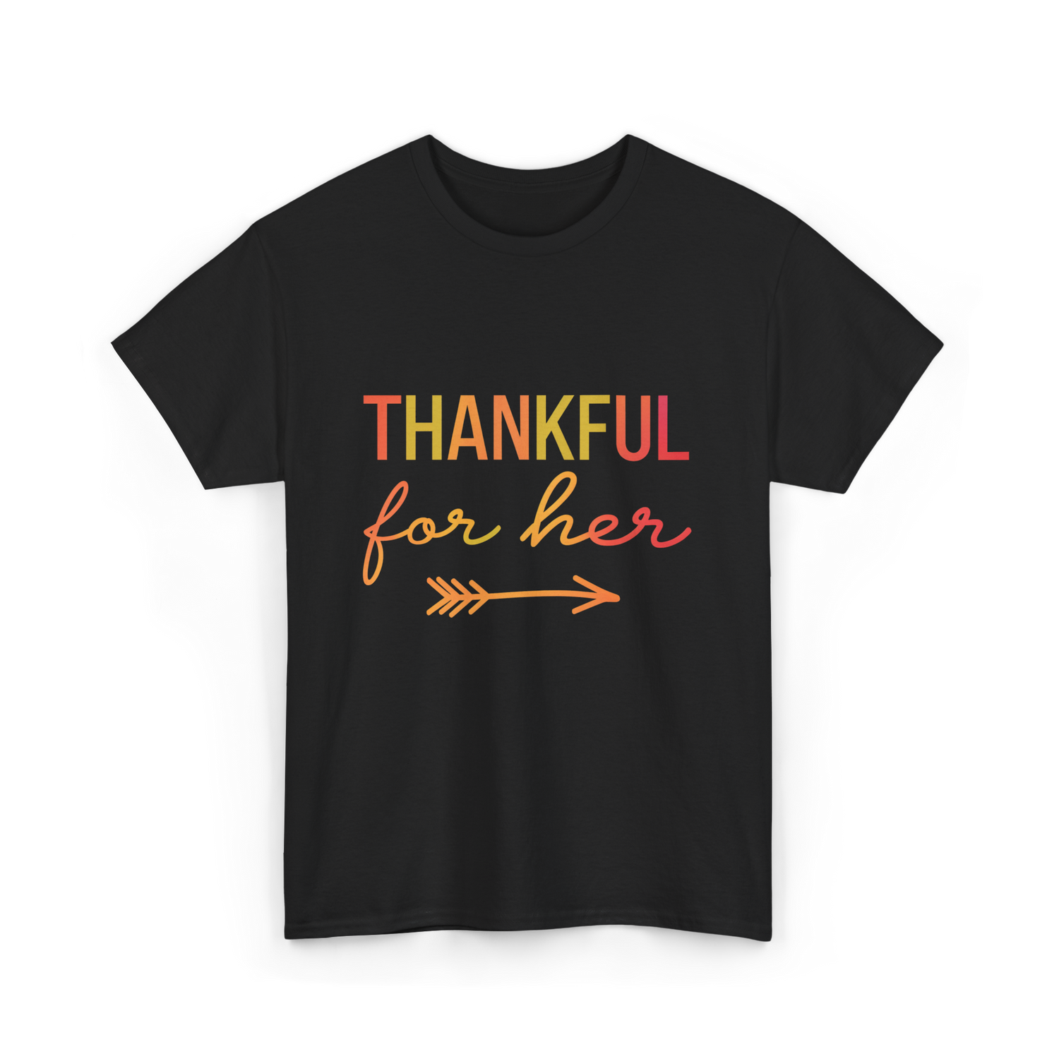 Thankful for Her Thanksgiving Family T-Shirt - Black
